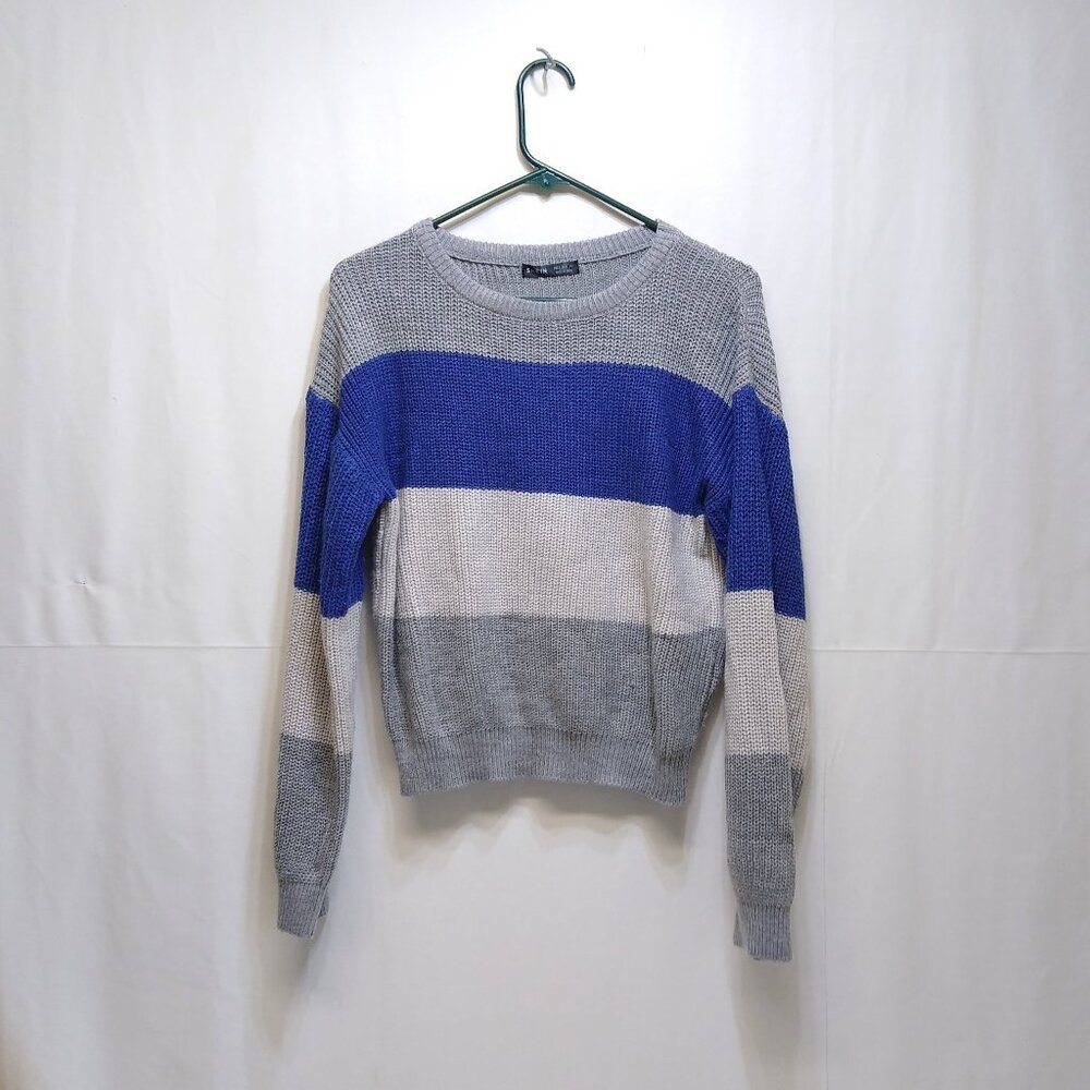 Shein Pullover Sweater Color Block Ribbed Knit Sweater Women's Small 4 EUC